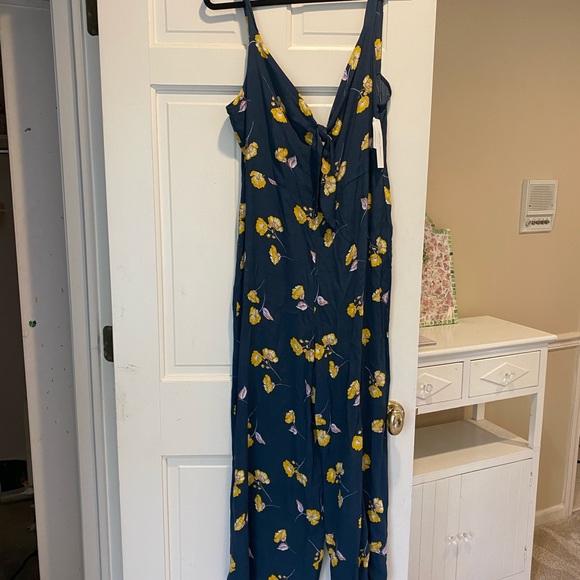 NWT All in Favor Blue Tie-front Jumpsuit - Picture 1 of 4